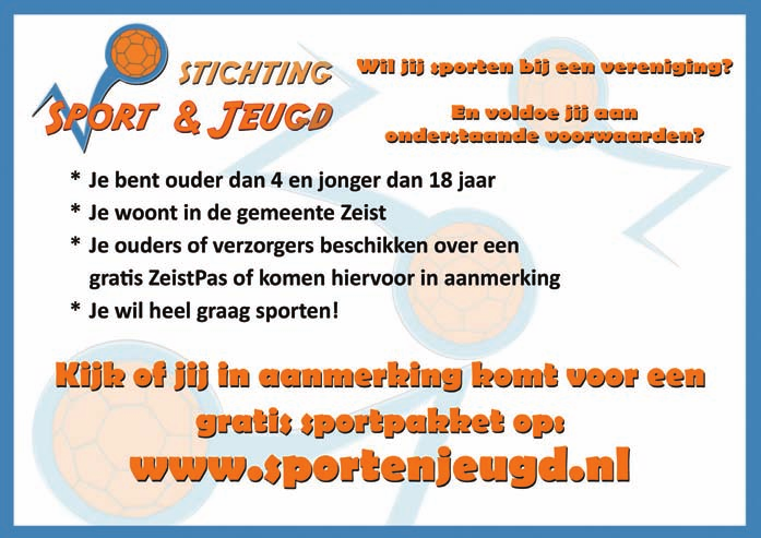 Voorwoord vervolg Foto s Kijk voor foto s van de JeugdSportPas op www.sportservicezeist.nl Kosten De eigen bijdrage voor een clinic is 5,- (let op: sommige sporten zijn duurder).