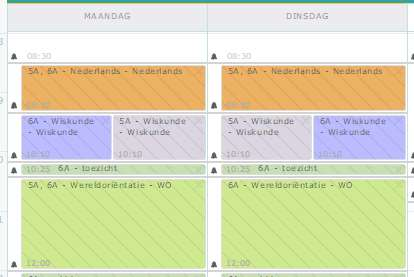 TIPS ivm weekrooster : 1. werk met lesblokken die de duur van je activiteit weergeven. Vaak is een uurrooster opgebouwd uit blokjes van 25 min.