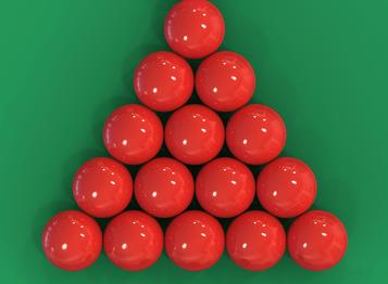 Voorbeeld De 15 rode ballen van een snookerspel passen precies in een frame