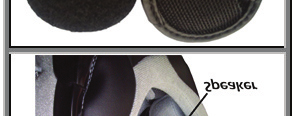 2 Bevestig de luidsprekers aan de Velcro aan de binnenkant van de helm tegenover de oren (korte luidsprekerkabel voor
