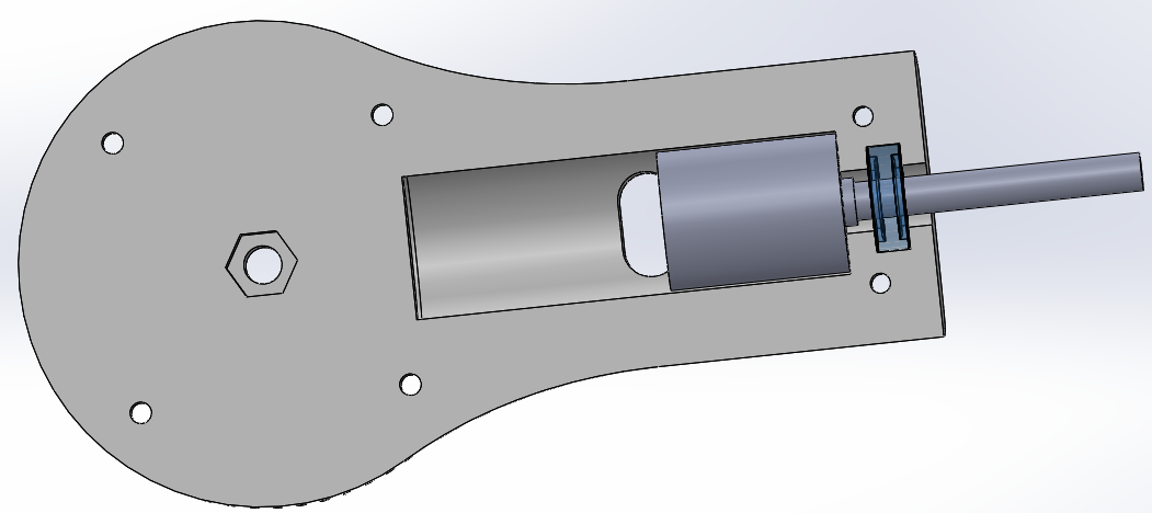 6.5 DC as Neem de as van 8mm diameter en 60mm lengte. Maak in de as in de aiale richting een gat van 3mm diameter. Dit wordt het best gedaan op een draaibank.