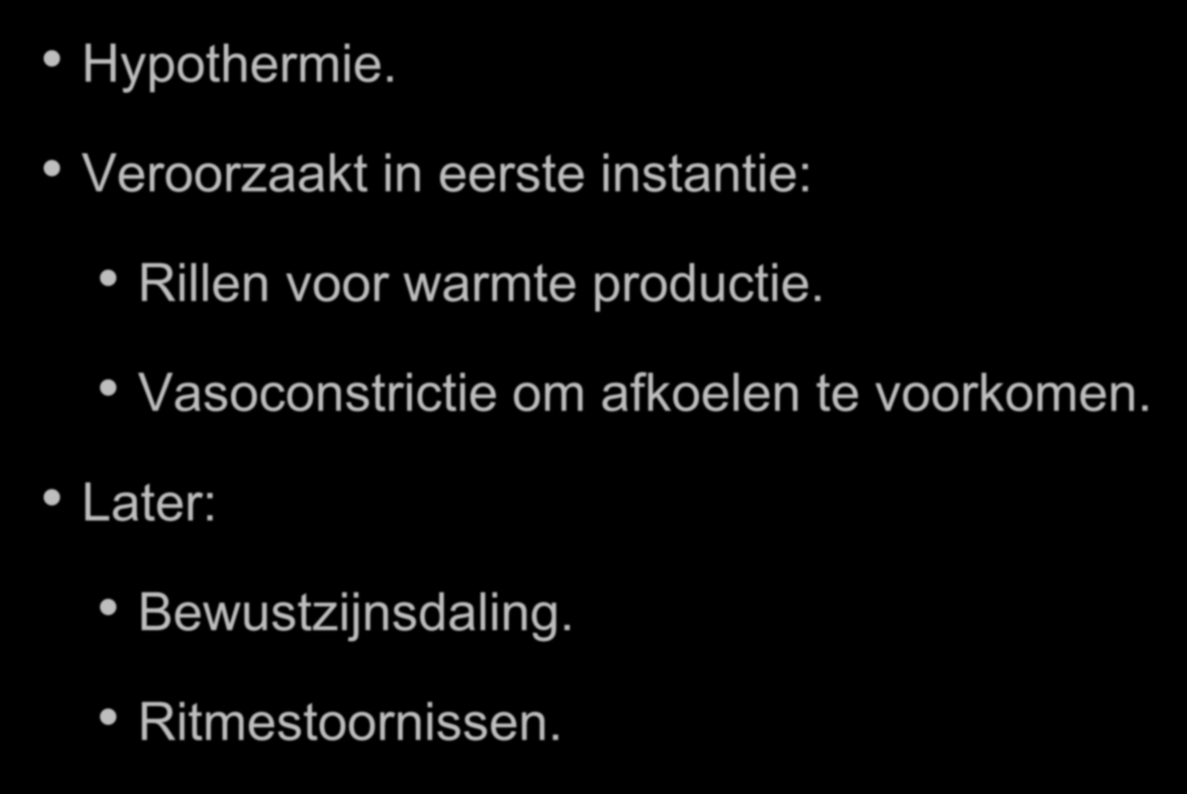 Duikersziekten Hypothermie.