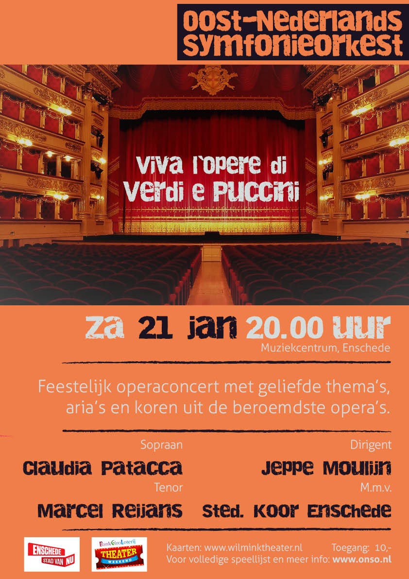 CONCERTEN STEDELIJK KOOR ENSCHEDE 2017 Viva l Opere di Verdi e Puccini - georganiseerd door ONSO, samen met Kammerchor, leden van Studio 65 en gastzangers (Enschede) 2016 Carmina