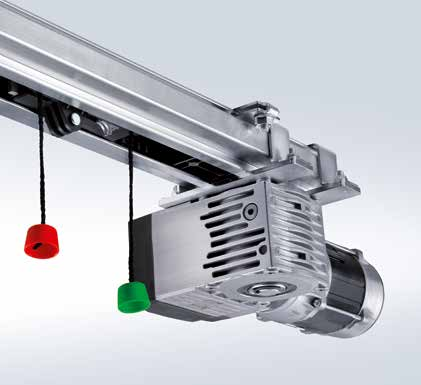 deurhoogte 4500 mm Ook verkrijgbaar als FU-versie Op aanvraag: voor sectionaaldeuren met loopdeur Combineerbaar met de besturingen A / B 445, A / B 460 en B 460 FU Aandrijving SupraMatic HT Max.