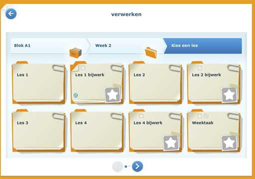 Het kind kiest bij de weektaak het eigen niveau: één-, twee- of drie-ster.