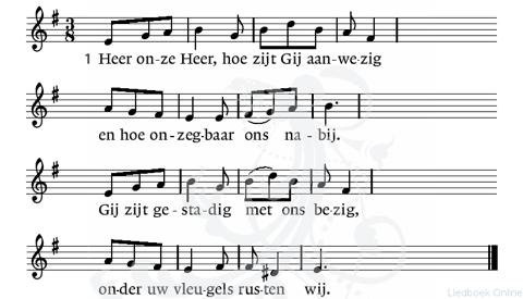 5. Blijf ons geleiden, / ga aan onze zijde! Al zal de hitte van de dag ons steken, wij zijn voor altijd van uw liefde zeker. Zing Halleluja. de gemeente gaat zitten. inleiding en gebed.