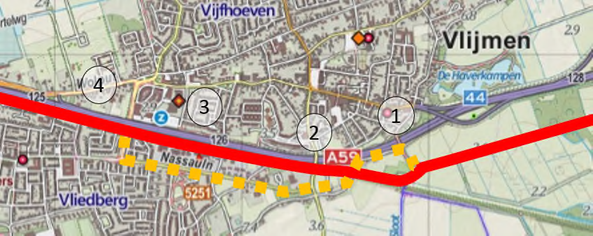 - Op twee delen ontbreekt fietsinfrastructuur volledig, namelijk op de Deutersestraat (tussen het bestaande fietspad langs de Vlijmenseweg en het Jeroen Bosch ziekenhuis) en tussen de Weidonklaan en