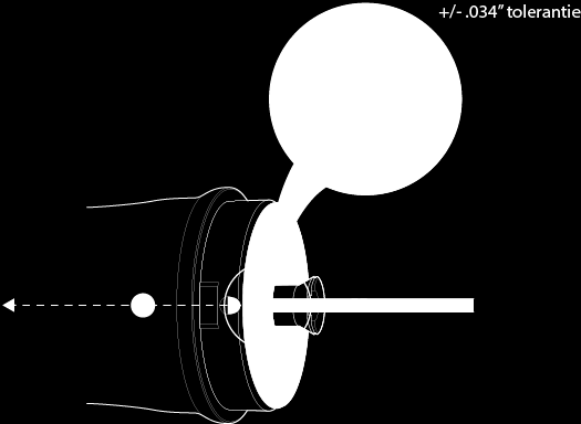 Als het monsterbeheersysteem UIT staat, dient u de marker in te voeren in de grotere opening aan het proximale uiteinde van de sonde (zie afbeelding 4).