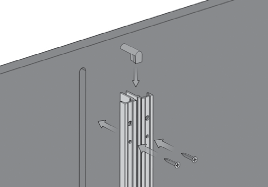 MONTAGE MONTAGE Aanbevolen asafstand: 600 mm. Montage door infrezen (beeld links) of met Z-haken (beeld rechts).