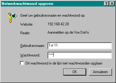 Als een IP verbinding kan worden opgezet tussen een PC en de Vox DaVo, dan kunt u het systeem toestel via de browser configureren.