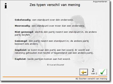 Uitleg bij efening B2 Srten verschil van mening. Structuur van argumentatie Deze rubriek gaat ver de manier waarp argumentaties kunnen zijn pgebuwd.