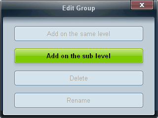 Add on the sub level: Hiermee maakt u een subgroep onder de geselecteerde