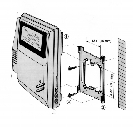 3. DE INSTALLATIE a) Hoe installeert u de binnenmonitor? (1) Verbind de stroomdraden met de aansluitklemmen op de achterzijde van de monitor.