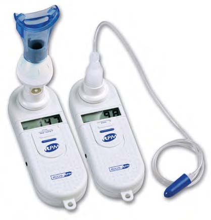 Micro Respiratory Pressure Monitor MicroRPM - Respiratory Pressure Monitor De MicroRPM (Respiratory Pressure Meter) voor metingen van de maximale inspiratoire en expiratoire monddruk (MIP/MEP) en de