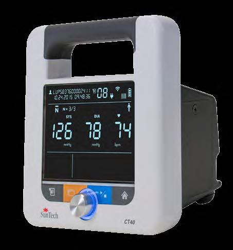 Bloeddrukmeting Suntech CT40 bloeddrukmeter Optimaal uitbreidbaar met optionele SpO 2 en temperatuurmeting De SunTech CT40 biedt een betrouwbare bloeddrukmeting op klinisch niveau, speciaal