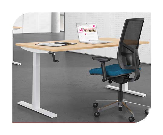 Projectmeubilair: Easy up In hoogte instelbaar bureau, een ergonomisch concept dat