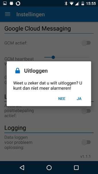 Na het invullen van uw e-mailadres en uw wachtwoord klikt u op inloggen. De applicatie opent nu. U komt direct in het scherm om te alarmeren (Figuur 2.2). Figuur 2.1 Figuur 2.