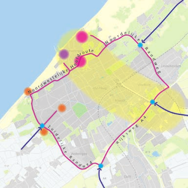 De reistijdeisen over de weg zijn berekend via de volgende voorkeursroutes (zie ook kaart 4.