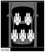 Beveiliging van de inzittenden DE VEILIGHEIDSGORDELS CONTROLEREN Opmerking: als u het voertuig op oneffen grond geparkeerd hebt, kan het gordelmechanisme blokkeren. Dit is een veiligheidsvoorziening.