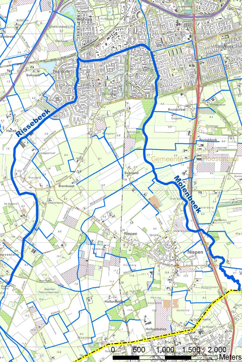 2 PROJECTGEBIED EN SELECTIE VAN DE DEELNEMERS 2.1 Het stroomgebied van de Molenbeek Het stroomgebied van de Molenbeek ligt tussen de Belgische grens en Roosendaal (zie afbeelding 2.1).