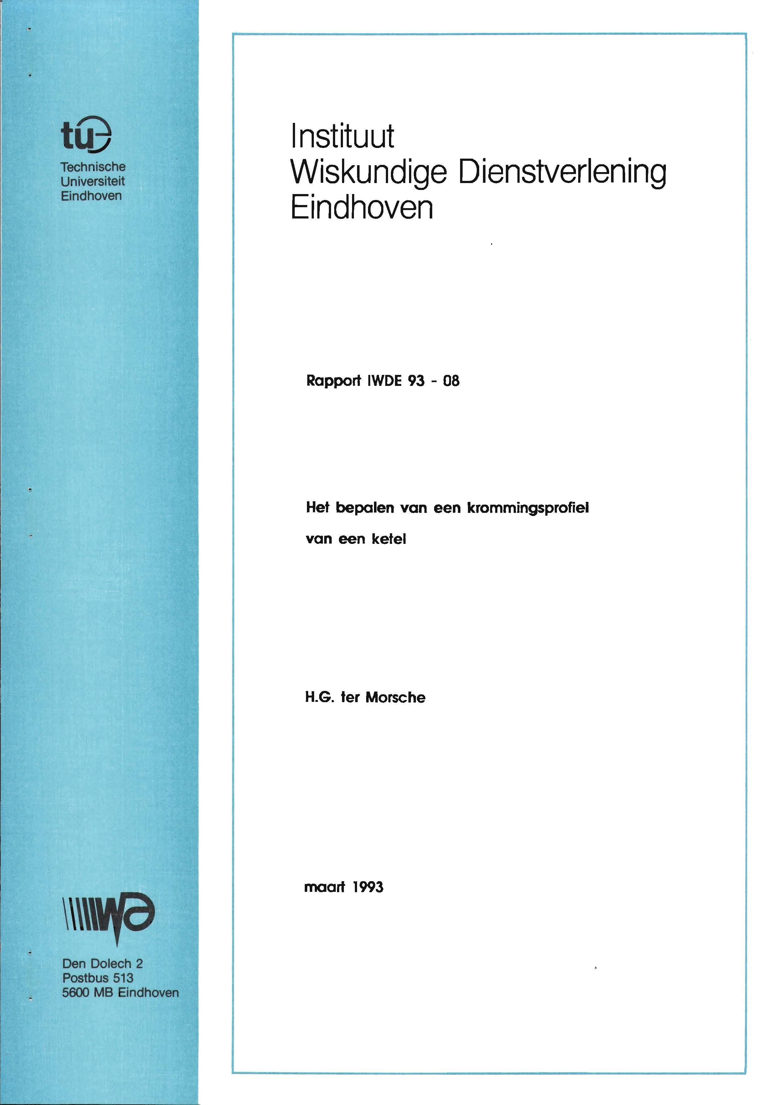 Technische Universiteit Eindhoven lnstituut Wiskundige Dienstverlening Eindhoven Rapport IWDE 93-08 Het bepalen