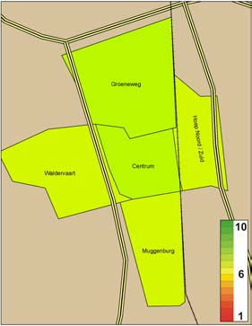 FYSIEKE WOONOMGEVING 11 Kwaliteit woningen 2006 2008 Waldervaart 7,2 7,3 Centrum 7,3 7,6 Hoep Noord/Zuid 7,8 7,9 Groeneweg 7,5 7,4 Muggenburg 7,4 7,4 Totaal gemeente 7,4 7,5 significante vooruitgang