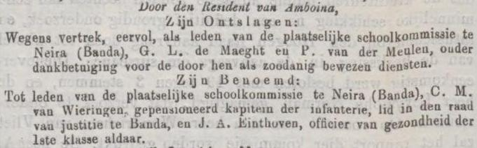 7. Lid van de Plaatselijke Schoolkomissie te Banda (1870-1875) Java-bode : nieuws, handels- en advertentieblad voor Nederlandsch-Indie 29-10-1870 Java-bode : nieuws, handels- en