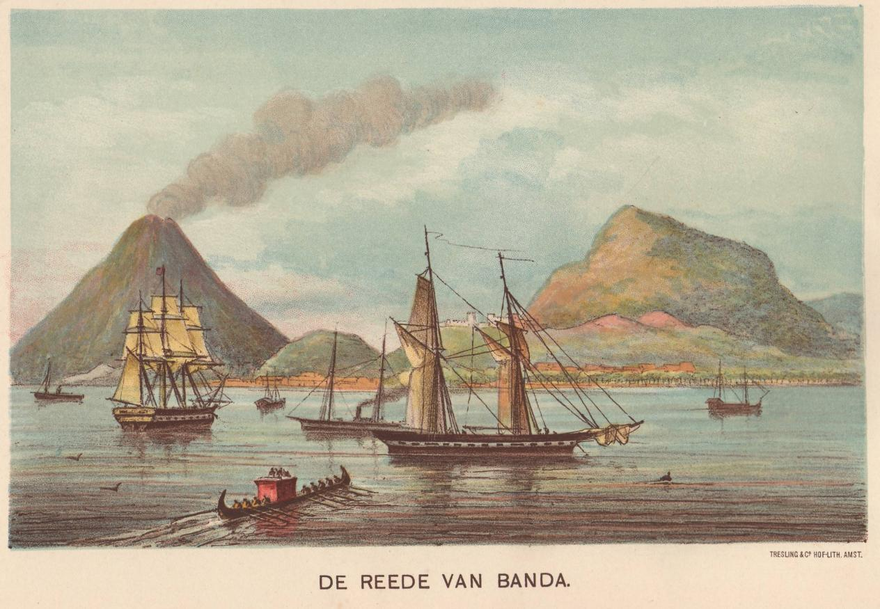 De reede van Banda, 1889 Tresling & Co Amsterdam.