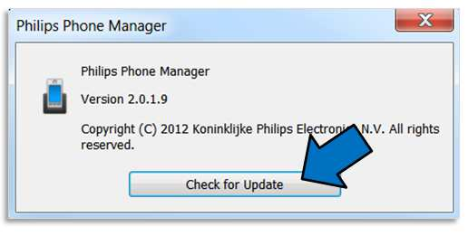 Klik in Philips Phone Manager op 'Update' (Bijwerken). 4.