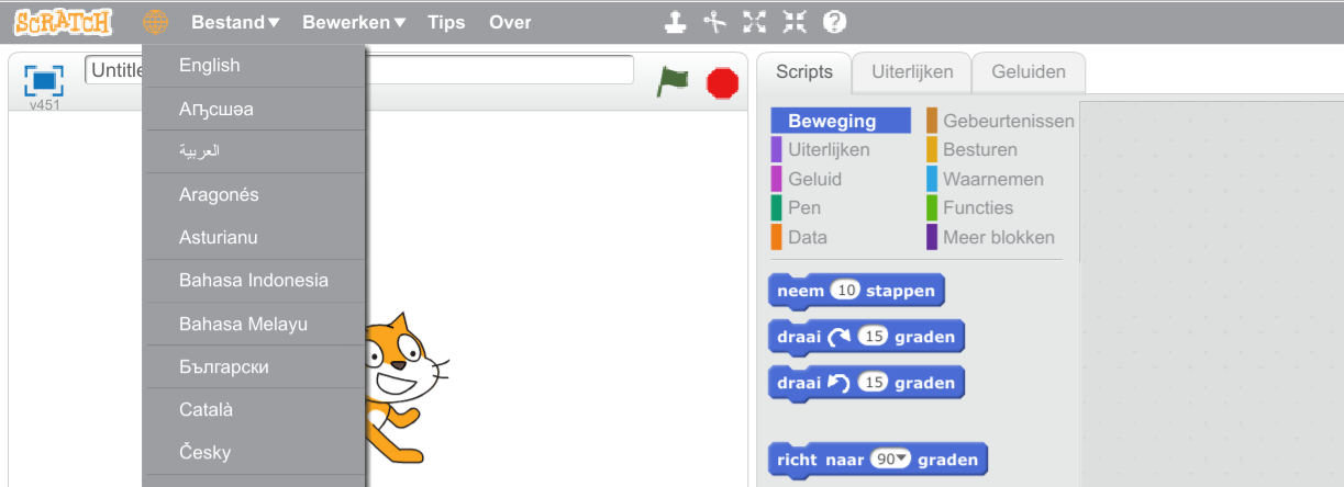 Handleiding help Sinterklaas! 1. Ga naar Scratch en start een nieuw project! Ga met je browser naar https://scratch.mit.