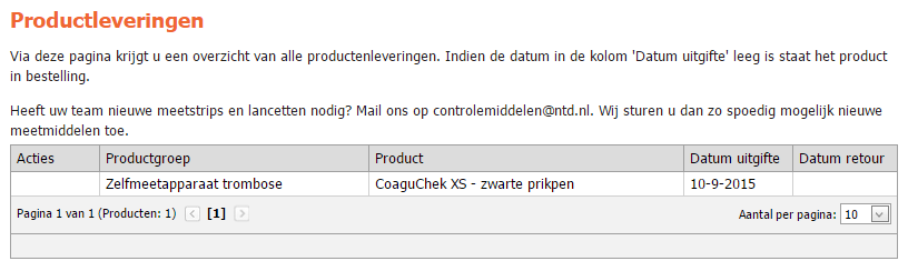 Ga naar de startpagina van uw account. Kies voor de optie Productleveringen. Er volgt een overzichtspagina. Hier ziet u welke producten er besteld zijn.