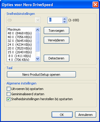 Nero DriveSpeed 4.1 Opties voor Nero DriveSpeed Fig.
