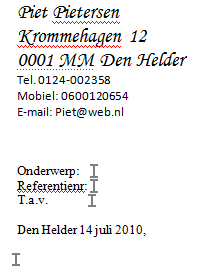 We gaan ons deze keer wagen aan het maken van een briefhoofd met invulformulier in Word.