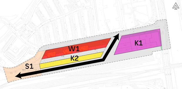 Indeling deelgebieden Het plangebied is op basis van de gewenste karakteristieken op te delen in een viertal gebieden. Gebied K1 betreft de kantoren in het oostelijk deel, gelegen aan de Helderseweg.