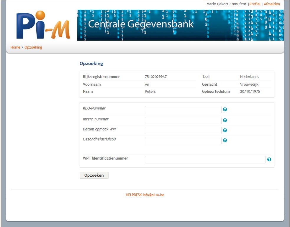 Vul nu het Werkpostfiche Identificatienummer in. Er bestaat een unieke link tussen de uitzendkracht en de werkpost waarvoor hij wordt aangeworven door het uitzendbureau. Dit is belangrijk om te weten.