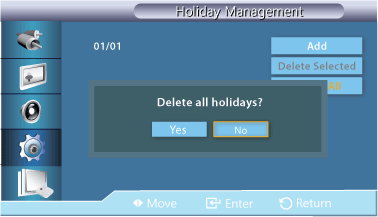 Holiday Management Add U kunt vakanties opgeven. Delete Selected U kunt geselecteerde vakanties verwijderen.