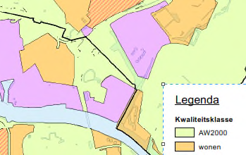 De kaart toont dus de toepassingsmogelijkheden voor grond afkomstig van buiten het beheergebied.