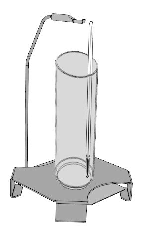 6 Dichtheidsbepaling van vloeistoffen Ingeval van de dichtheidsbepaling van vloeistoffen wordt een glazen zinklood met bekend volumen toegepast.