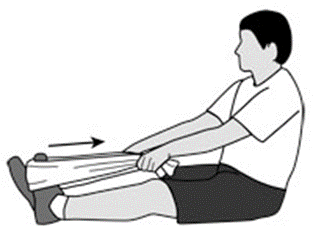4. Handdoek Stretch Gastrocnemius-soleus complex Benodigdheden: Handdoek Ga op de grond zitten met beide benen naar voren.