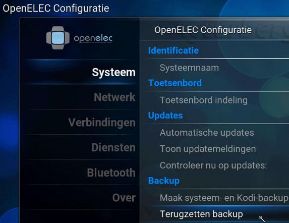 Gebruik niet de reset instelling van OpenELEC zelf want deze haalt alle programma s eraf die zijn voor