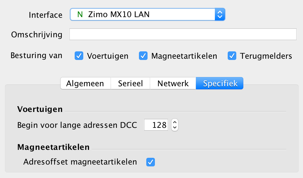 Extra informatie over de spanning en de stroom van de centrale worden getoond op de statusbalk. MX10 De MX10 gebruikt het Zimo-Can-Protocol 2.