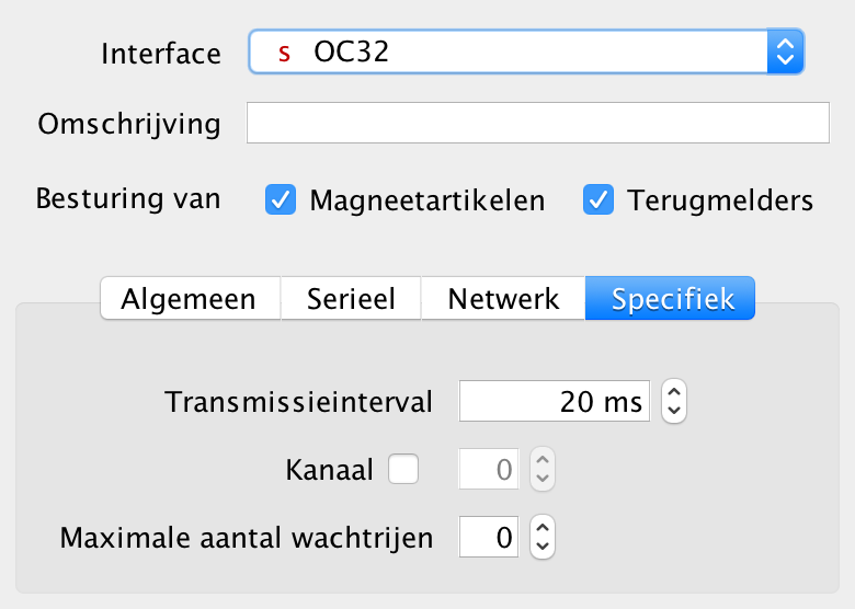 OC32 De OC32 interface werkt alleen met de OC32, maar gebruikt dezelfde commando s als bij de OM32.