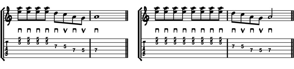 Lick 9b: Binnen sommige licks kan je patronen gaan herhalen.