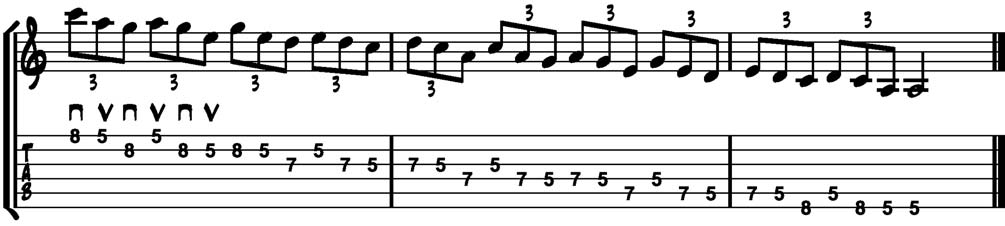 Dalend patroon van 3 noten Oefening 3: Stijgend patroon