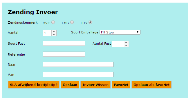 Fust Voor fustbestellingen en voor CC-onderstellen en CC-platen gebruikt u dit scherm (klik op FUS ) Kies in Soort Emballage het type ladingdrager waarop het gewenste fust normaalgesproken wordt