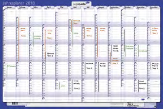 Verticale kartonnen jaarplanner voor persoonlijk gebruik n Jaarplanner met de maanden aan de bovenkant en de dagen langs de zijkant (alleen de eerste letter) n Verticale jaarplanner in liggende