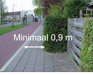27 Voetpaden; breedte Normaal gebruik > 1,5 m (minimaal 1,2 m)