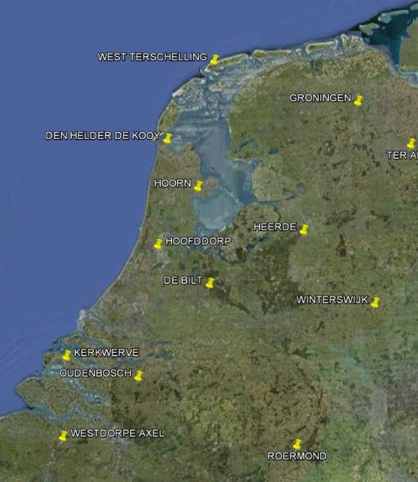 Westdorpe/Axel Oudenbosch Roermond Voor temperatuur zijn de volgende stations standaard beschikbaar (Figuur 11): De Kooy/Den Helder Groningen/Eelde De Bilt Vlissingen Maastricht Figuur 11.