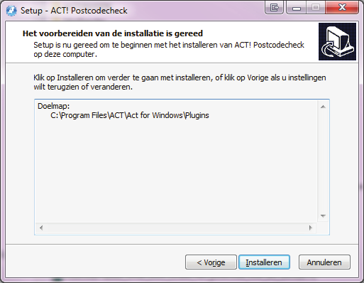 Stap 6 Het installatieprogramma meldt dat de installatie kan beginnen.