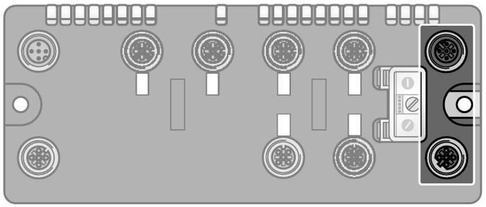 () Ethernet veldbuskabel (IP67 voorbeeld):rssd RSSD 441-2MIdent-No. U-02482ofRSSD-RSSD-441-2M/S2174Ident-No. 6914218 slot 1: IO-Link kanalen verbindingskabel (voorbeeld): RKC 4.